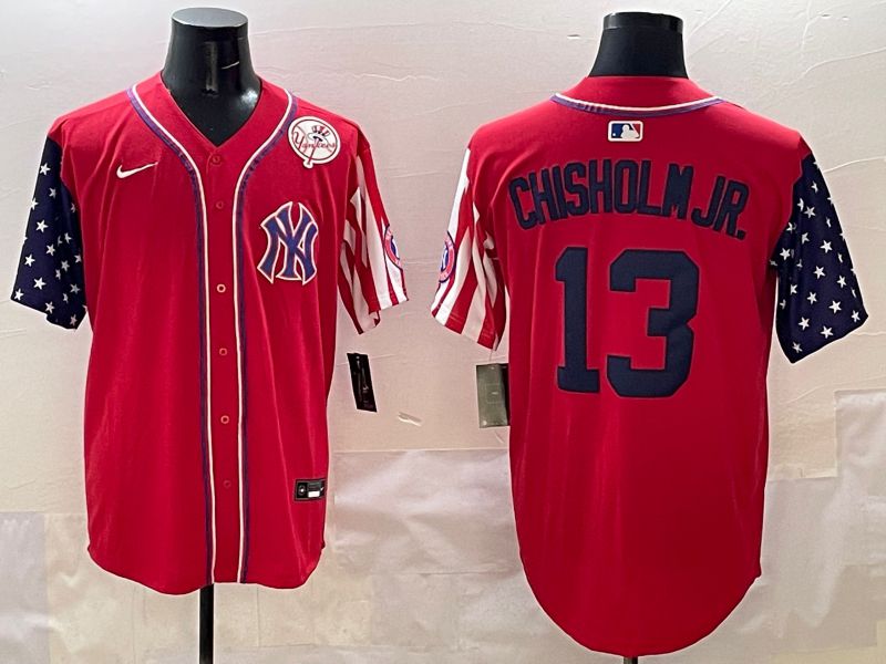 Men New York Yankees 13 Chisholm jr Red a generation of national flags Jointly Name 2025 Nike MLB Jersey style 7